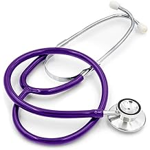 MABIS Stethoscope, Adult Dual Head to Listen to Sounds from Large Organs or Specific Areas of The Body with Large Diaphragm for High or Low Frequencies, 22 Inch Y Tubing, Purple Pack of 100