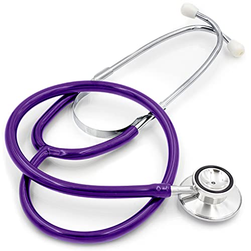 MABIS Stethoscope, Adult Dual Head to Listen to Sounds from Large Organs or Specific Areas of The Body with Large Diaphragm for High or Low Frequencies, 22 Inch Y Tubing, Purple (Pack of 100) by MABIS - Used condition - US$324.86