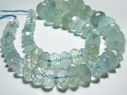 Aigue-marine en fil de perles rondelles 6-13mm pour création de collier artisanal