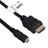 vergoldete Kontakte, 19polig mumbi High Speed Micro HDMI Kabel Full HD 3D / Micro HDMI D Stecker auf HDMI A Stecker - VERGOLDETE Kontakte 2 Meter