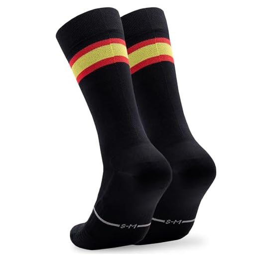 Calcetines Ciclismo Bandera España Hombre y Mujer - Calcetines Running Triatlón Gym Crossfit - Acolchados, Transpirables, Sin Costuras, Compresivos (FR/ES, Letras, L, XL, Regular, Regular, Black)
