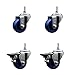 Solid Polyurethane Swivel Threaded Stem Caster Set of 4 w/3" x 1.25" Blue Wheels and 12MM Stems - Includes 2 with Posi Locking Brake - 1200 lbs Total Capacity - Service Caster Brand