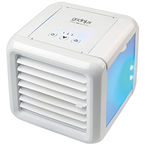 Gridinlux Ventilador Mesa Sin Aspas Homely Temp Usb Cooler Enfriador Evaporativo Temporizador 2 Depósitos De Agua De 350 Ml Conexión Usb 3 Velocidades