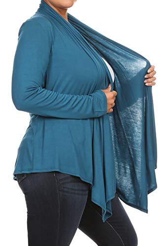 Women's Plus Size Lightweight Long Sleeve Solid Open Cardigan2
