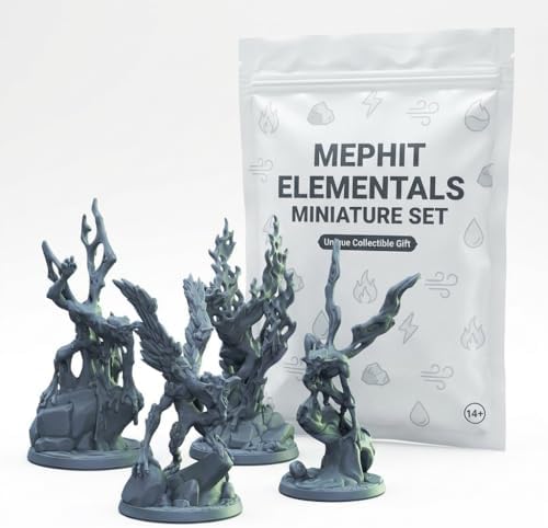 Mephit Elemental Collectible Figurines Set - Unique Fantasy Miniatures for Shelf Display and Desk Decor - 3D Printed in Canada image 3