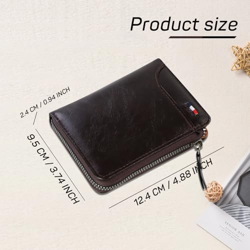 WishLotus Wallet for Men, Pu Leather Multi-Card Mens Wallet, Slim Wallet for Men Boyfriend Father Men's Wallet for Festival Gift Business Activities (Brown)2