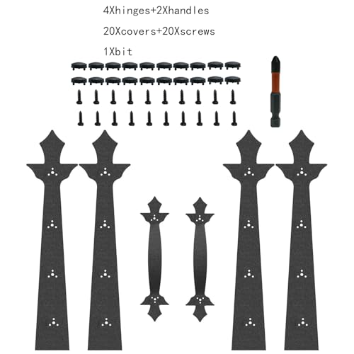 Screw in Garage Door Decorative Hardware,Faux Garage Door Accents, Garage Door Decorative Hinges & Handles with Screw Mounted (Black, 6Pack) - image 2