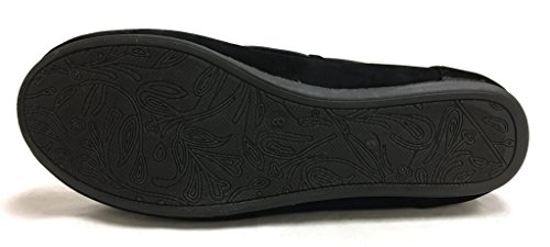 Blueberry Runs Small - Faux Soft Suede Fur Lined Moccasin House Slippers (Moccasin-21) Black, 10 Runs Small