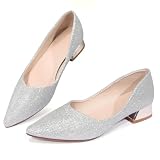 Women's Low Block Chunky Heels Pointed Toe Closed...
