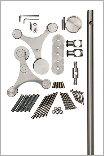 Strongar Contemporary Stainless Steel Sliding Barn Door Hardware For Wood Doors/Satin Finish - Eiffel-Wf Series (6' Rail Length) #TOP2