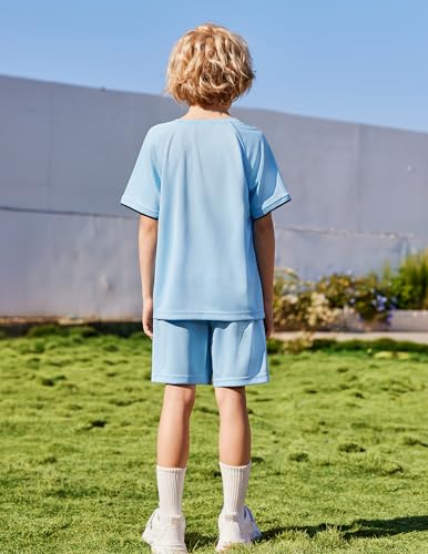 Image of Arshiner Boys Loose Athletic Set Crew Neck T-Shirt & Mesh Short 4-13 Years | Boys Loose Athletic Shorts Set Performance Crew Neck T-Shirt and Mesh Short Outfits Lightweight & Breathable