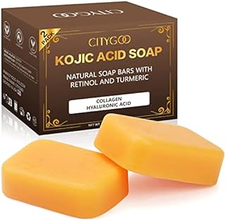 CITYGOO Kojic Acid Soap, Dark Spot Corrector, Dark Spot Remover For Soap Bars with Retinol, Collagen, Hyaluronic Acid, Exfoliating & Nourishing(2 Pack)