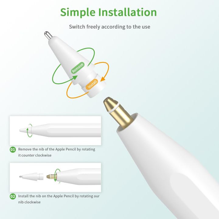 Image of KINGONE Nibs for Apple Pencil Tip(2 POM Nibs+2 Fine Point Nibs), Compatible with Apple Pencil 1st /2nd Gen, Apple Pencil Pro /USB-C, Wear-Resistant, Highly Sensitive & Precise Control, Writing Fluently