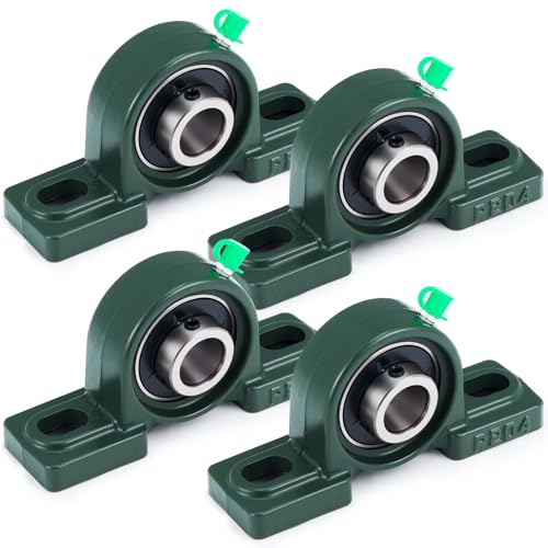 Image of Gisafai 4 Pcs UCP204-12 Pillow Block Bearing with 3 /4 inch Bore Flange Mounted Pillow Block Ball Bearing Self Alignment Cast Iron Housing Steel Unit for Industry, Green