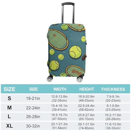 Funny Tennis Racquets And Tennis Balls Printed Luggage Cover Protector, Fits 18-32 Inch Luggage2