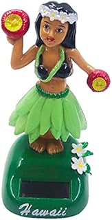 Solar Bobble Shaking Head Dancing Toy Hawaiian Beach Girl Figure Statue Car Dash Board Ornaments for Car Vehicle Decoration - Green