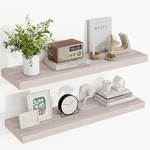 Acovy 36 Inch Floating Shelves, 3D Textured Wood Grain, 36"x9.25"x1.5"