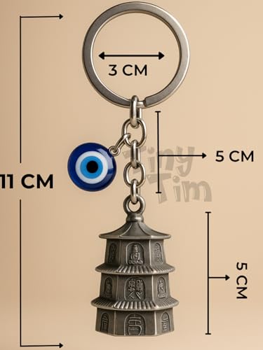 Image of Tiny Tim Guardian Bell with Evil Eye Charm - Protective Motorcycle & Car Accessory - Tibetan-Inspired Design - Wards Off Negative Energy - Ideal Gift for Bikers & Travelers