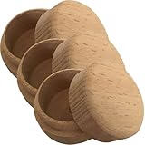 Toyvian Joyero Redondo de Madera de Haya Natural para Anillos, 3 Cajas Pequeñas Tapa y Ventana, Caja Decorativa para Almacenamiento de Joyas, para Bodas y Propuestas