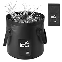 ECOSEAO Portable Folding Bucket, 20L Foldable Water Bucket for Outdoor, Camping Storage Container Collapsible Basin for Traveling Fishing Boating Gardening Car Washing (Black)