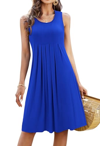 Image of KILIG Women Soft Casual Beach Sundress Floral Pleated Vintage Tank Dress 2026