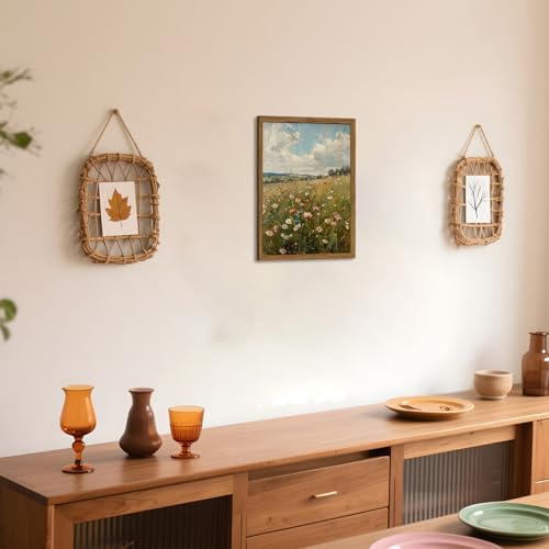 Image of Vintage Wildflowers Wall Art, Vintage Botanical Wall Decor Paintings, Farmhouse Nature Colorful Flower Canvas Prints Artwork for Bedroom Living Room 16x12 inch Wood Framed