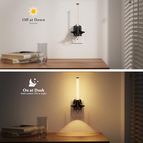 Image of JandCase LED Night Light Plug into Wall, Dusk-to-Dawn Sensor, Slide Button Dimmer with 0-100LM Adjustable Brightness, 3000K Soft White Night Light for Bedroom, Bathroom, Stairway, Hallway, 2 Pack