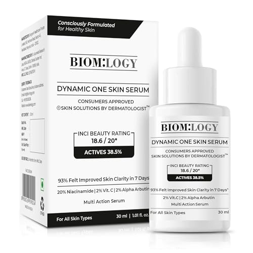 Image of Biomlogy 14 Skin Essentials Multi Active Daily Face Serum | Helps Improve Overall Skin Clarity & Smoothness in 4 Weeks | Fades Dark Spots | Clinically Proven | 38.5% Actives with 20% Niacinamide, 2% Vitamin C, 2% Ceramide | 30ML