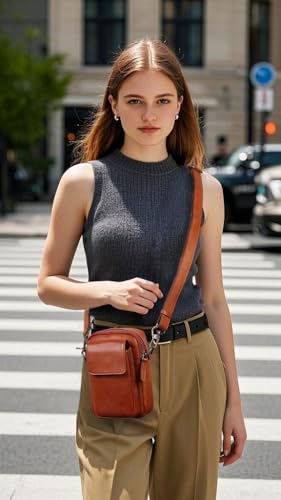 Image of Small Leather Crossbody Bags for Women Mini Messenger Bag for Men Purse Shoulder sling bag