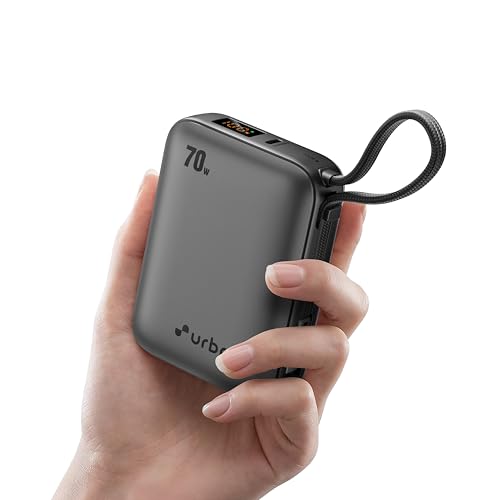 Image of URBN 20000mAh 70W Smallest Rapid Charging Nano Zap Power Bank with Inbuilt USB-C Cable | PD, QC & PPS Compatible | Dual Output Compact Power Bank for Laptop, Smartphone & Tablet
