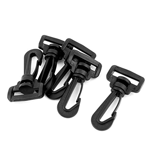 SOURCING MAP Bolsa de plástico y correa giratoria mosquetones piratenladen 2,5 cm 5 piezas negro
