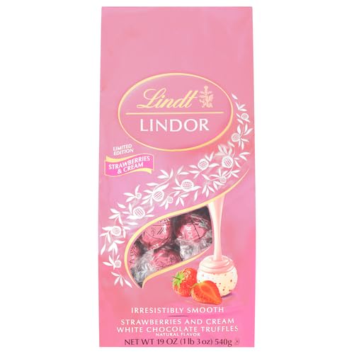 LINDOR Strawberries & Cream Chocolate Truffles, 19oz - Thumbnail 2