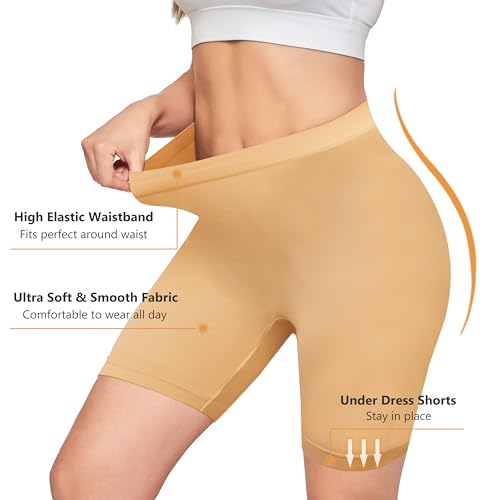 Nalwort Women's Slip Shorts for Under Dresses High Waisted Seamless Smooth Shorts 3 Pack3