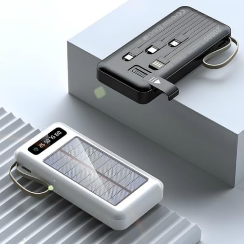 Power Bank Solar 10.000mAh Carregador Portátil com Lanterna LED | Bateria Externa USB para iPhone e Android