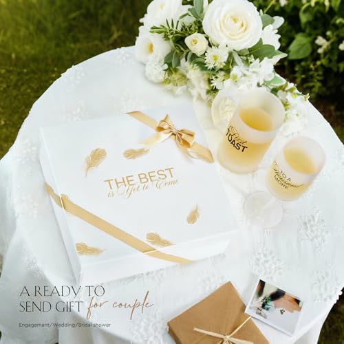 Image of AW BRIDAL Wedding Gifts for Couples 2026, Engagement Gift for Him and Her, Frosted Glass Champagne Flute and Beer Mug Set, Bridal Shower Present, Bride and Groom Toasting Glasses for Anniversary