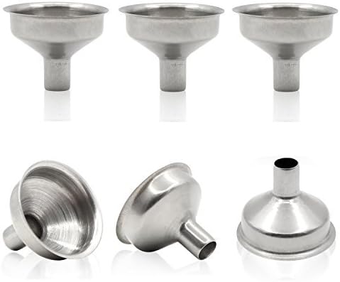 Stainless Steel Mini Funnel for Essential Oil Bottles / Flasks - Pack of 6 - diameter 1.4 in