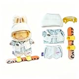 17cm for Labubu Puppe Outfit, Kapuzenshirt + Overall + Schuhe, Niedliche handgemachte Puppenkleidung und Zubehör (Style 1)