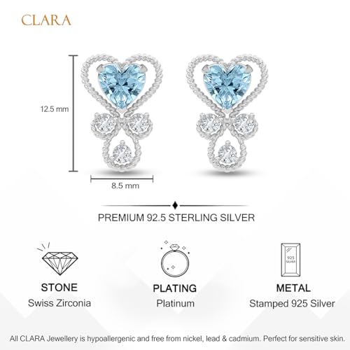 Image of CLARA 925 Sterling Silver Stud Earrings | Platinum Plated | Daily Wear |Gift for Women and Girls