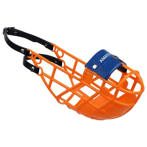 AMATHINGS Maulkorb Model Super Kennel Soft mit wattiertem Nasenstück In Orange Trinken Immer Möglich Ideal Für Freilauf, Hundewiese, Kennel, Zwinger, Rennen