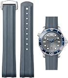 Cinturino in Gomma Siliconica per Omega Seamaster 300 Diving, 20 Mm, estremità Curva, Fibbia Deployante in TPU, Ricambio per Uomo E Donna. Gray