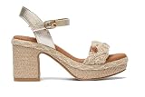 POPA Sandalia de tacón ancho Nerina Amura de yute en oro para Mujer - Mujer color: oro talla: 39