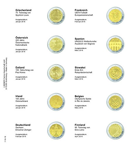 Hoja 2 euros Grecia Finlandia 2016 Lindner 1118-18 para monedas karat K3