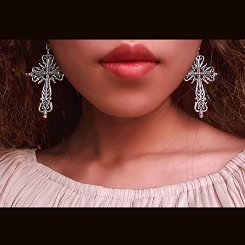 Cross Dangle Earrings Fashion Cross Earrings 925 Sterling Silver Earrings Religious Cross Earings Hypoallergenic Gothic Vintage Hanging Earring Big Stainless Steel Cross Earrings For Women Men Teen Girls… #TOP2