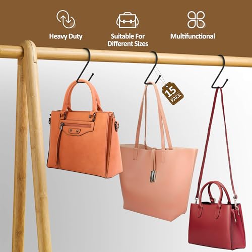 ZEDODIER 15 Pack Purse Hanger Closet, Bag Organizer Purse Hooks for Closet, Keeping Purses Visible and in Good Condition, Metal Hanging Backpack Holder Rack, Black by ZEDODIER - Image 2
