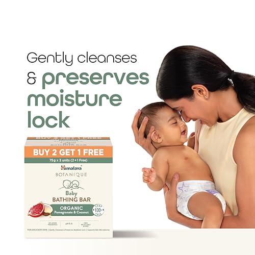 Image of Himalaya Botanique Baby Bathing Bar 75g (B 2+1) | Organic | Preserve Moisture Lock | No Tears | Dermatologically Tested | Helps Protect Skin Barrier | pH 5.5 | Hypoallergenic | No Added Fragrance