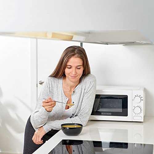 BLACK+DECKER BXMY700E - Mikrowelle mit 20 l Volumen und 700 W Mikrowellenleistung, 6 Leistungsstufen, Auftaufunktion, 30-Minuten-Timer, Signalton, 245 mm Glasdrehteller, Kompaktes Design 8 BLACK+DECKER BXMY700E - Mikrowelle mit 20 l Volumen und 700 W Mikrowellenleistung, 6 Leistungsstufen, Auftaufunktion, 30-Minuten-Timer, Signalton, 245 mm Glasdrehteller, Kompaktes Design