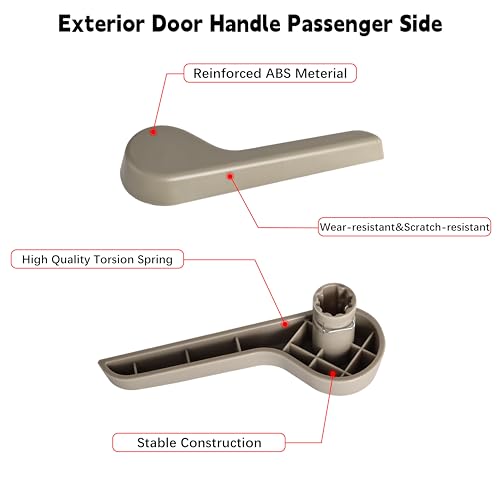 FAERSI Inside Interior Door Handle Left Driver & Right Passenger Side Replacement for 2007-2013 Chevy Chevrolet Avalanche Silverado Suburban, GMC Sierra Yukon #15232595#15232599(Beige)