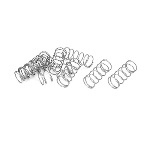 uxcell Compression Spring,304 Stainless Steel,12mm OD,0.8mm Wire Size,30mm Free Length,Silver Tone,10Pcs