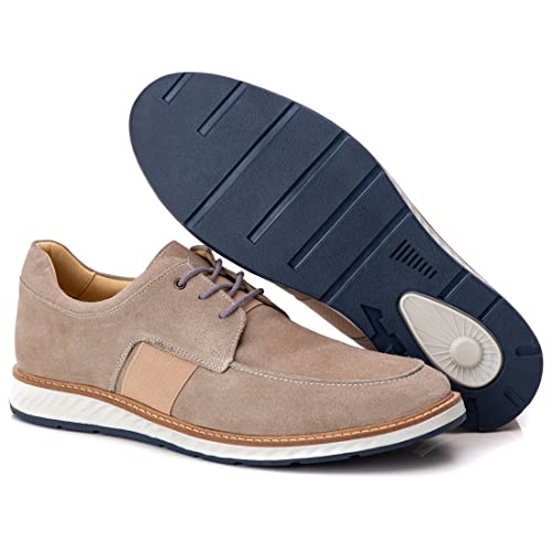 Sapato Masculino Loafer Elite Couro Premium Camurça cor:Bege;Tamanho:40