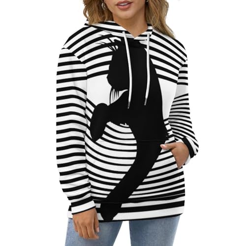 Hoodie Chat Noir De Poche UMENG avec capuche et manche longue, pull noir unisexe S - 5